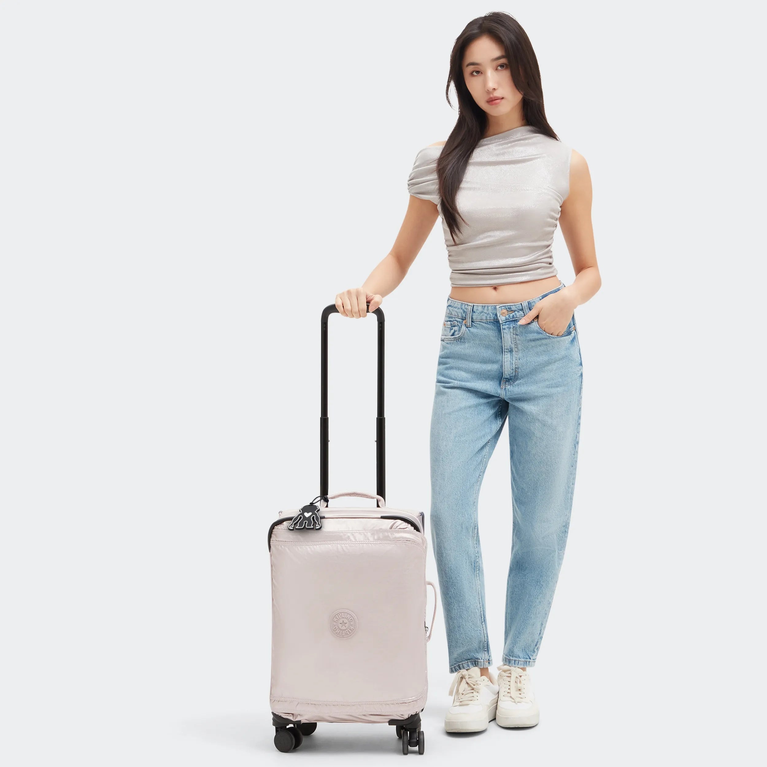 Spontaneous Small Metallic Rolling Luggage - Image 8